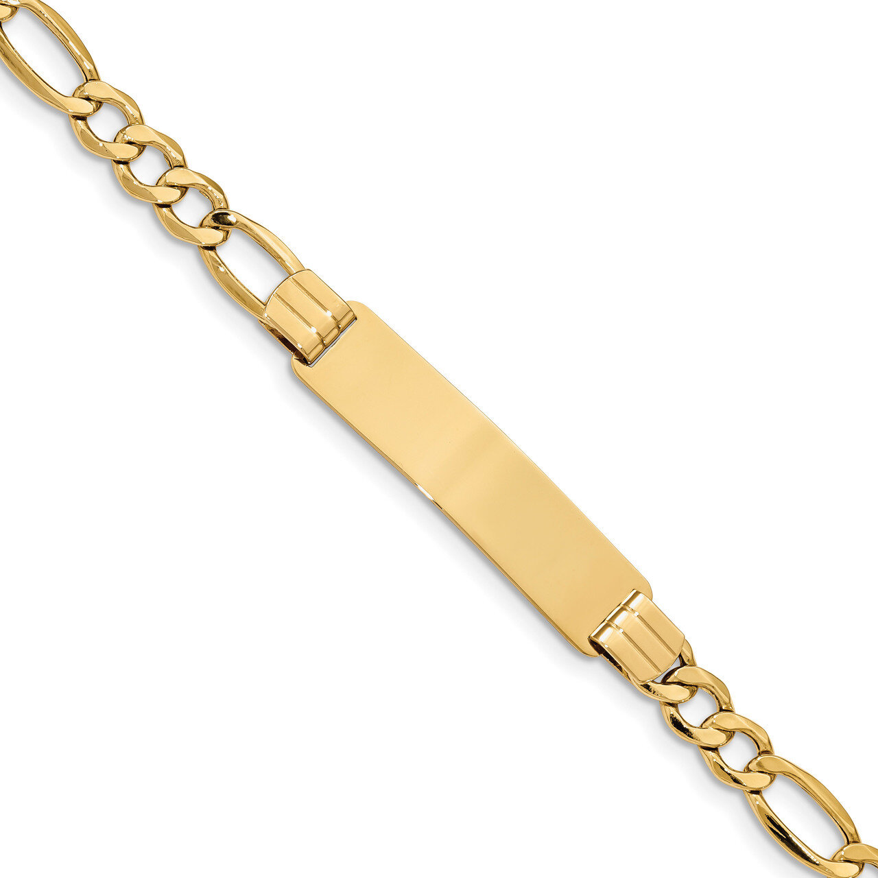 8 Inch ID with Semi-Solid Figaro Bracelet 14k Gold Polished DCID136-8, MPN: DCID136-8, 883957722313