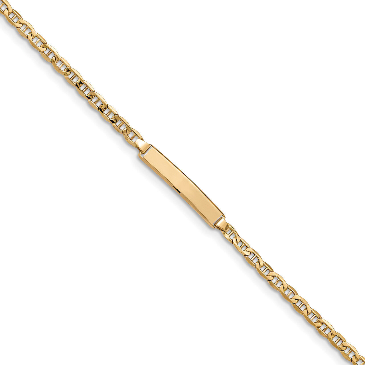 6 Inch Anchor Link ID Bracelet 14k Gold Semi-solid DCID139-6