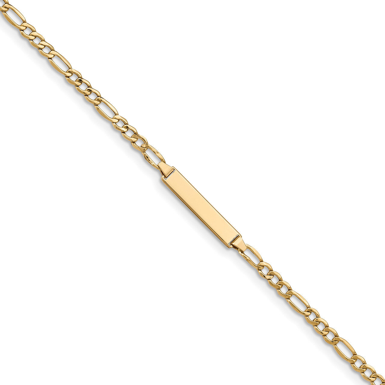 6 Inch Figaro Link ID Bracelet 14k Gold Semi-solid DCID140-6