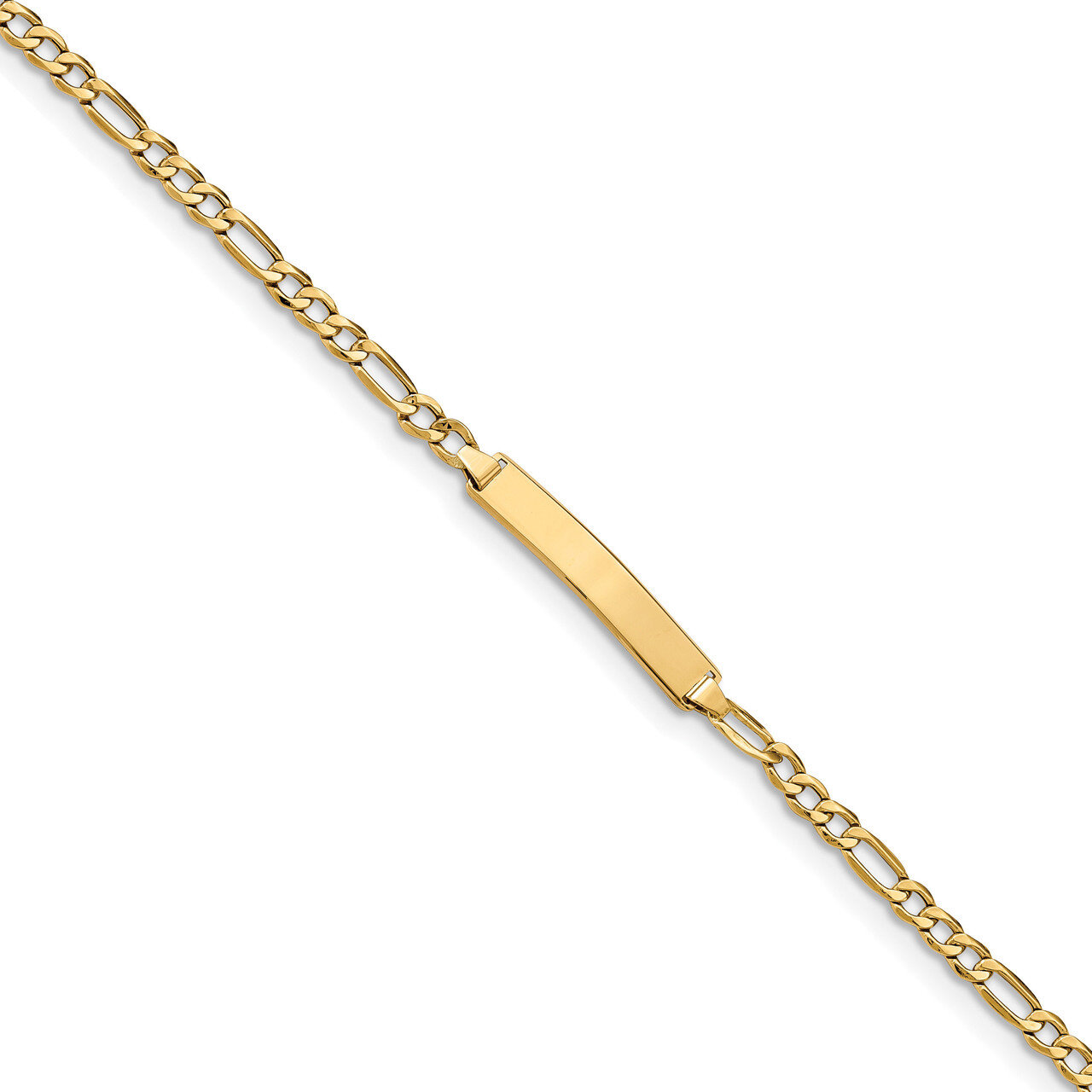 7 Inch Figaro Link ID Bracelet 14k Gold Semi-solid DCID140-7, MPN: DCID140-7, 886774011837