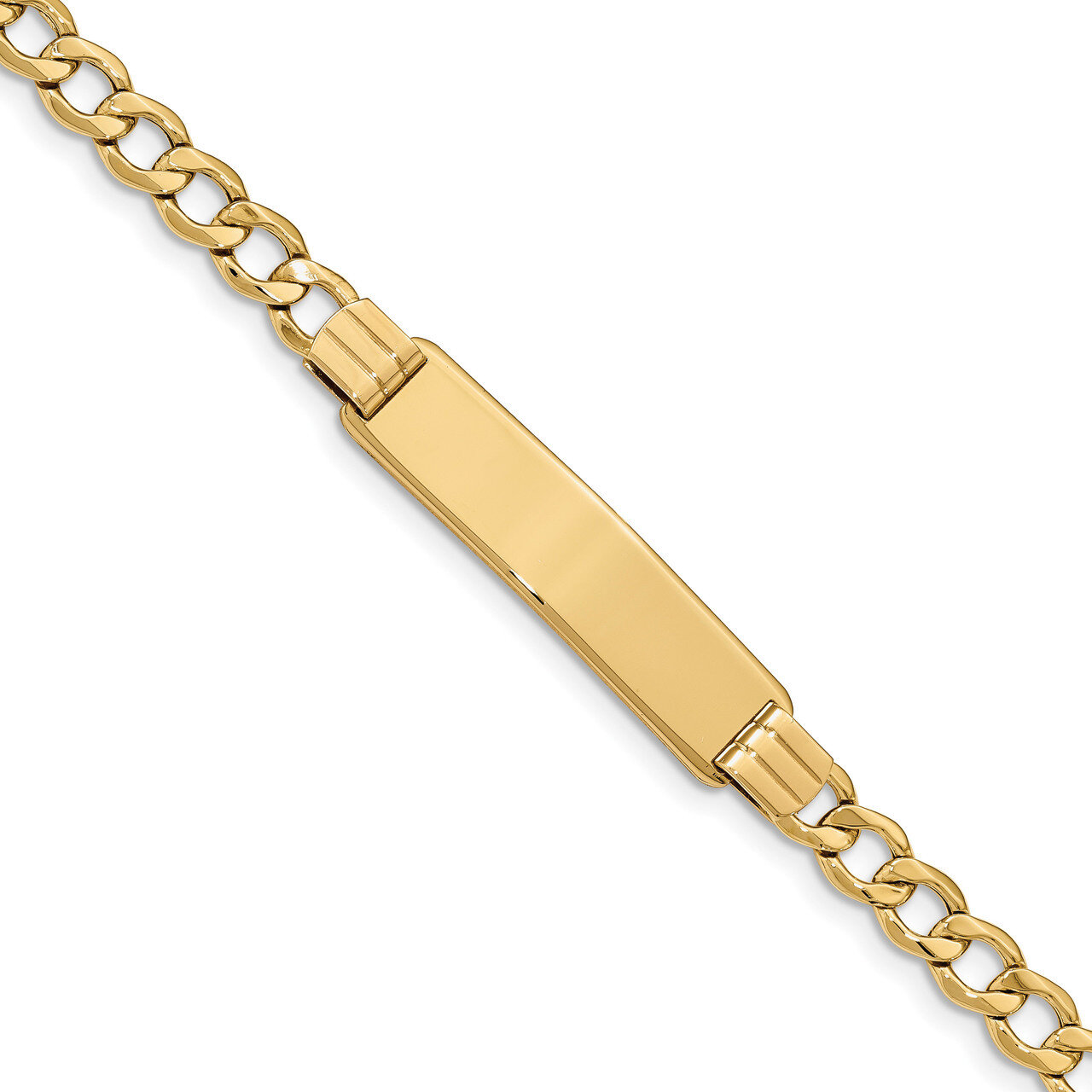 7 Inch Curb Link ID Bracelet 14k Gold Semi-solid DCID142-7