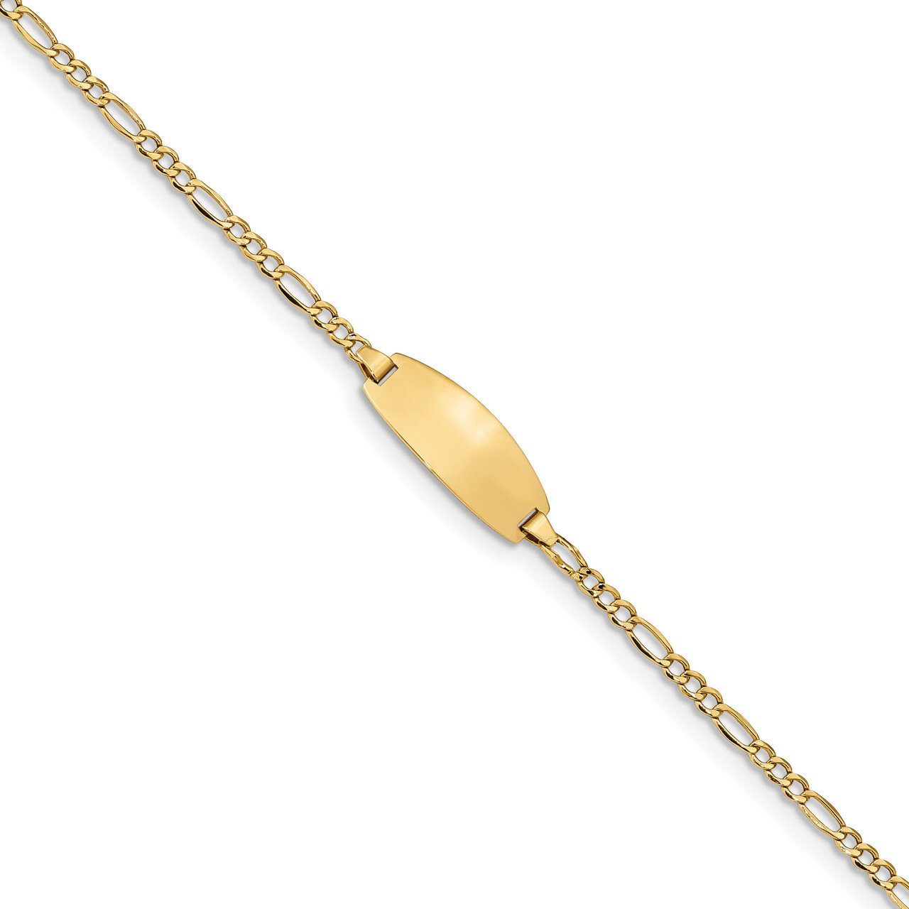 5.5 Inch Oval ID Semi-Solid Figaro Bracelet 14k Gold DCID143-5.5, MPN: DCID143-5.5, 883957761510