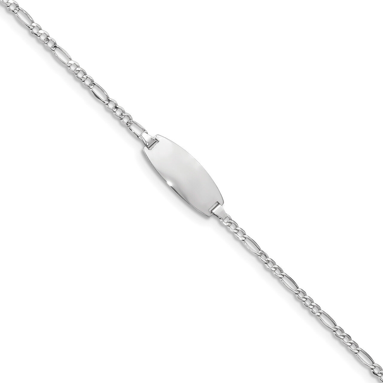 5.5 Inch Oval ID Semi-Solid Figaro Bracelet 14k white Gold DCID143W-5.5, MPN: DCID143W-5.5, 8839577…