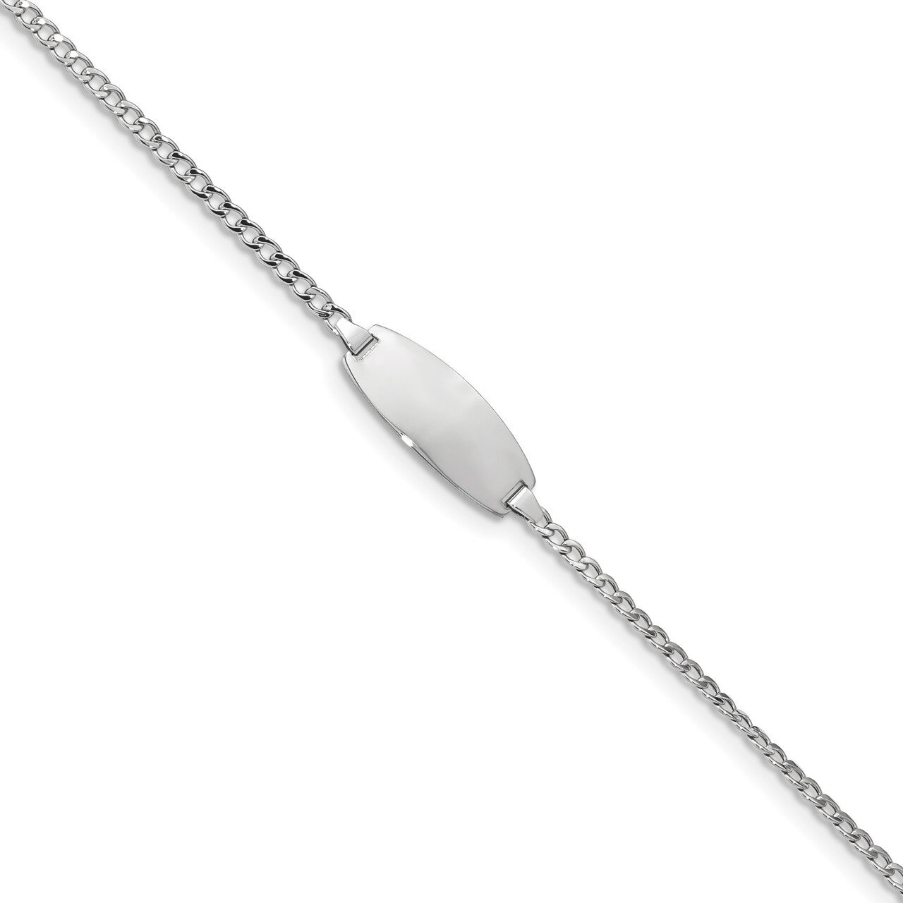 7 Inch Oval ID Semi-Solid Curb Bracelet 14k white Gold DCID144W-7, MPN: DCID144W-7, 883957581033