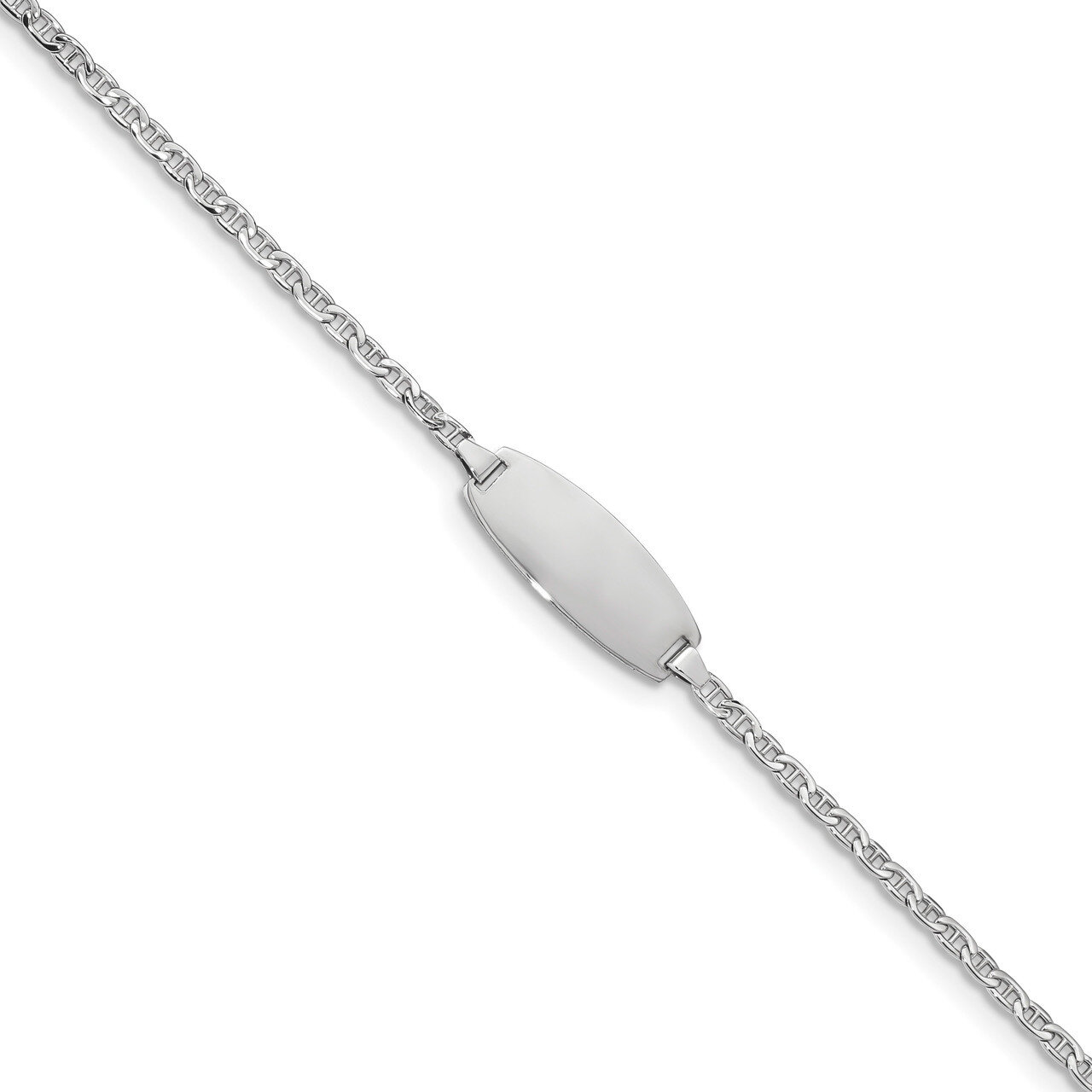 7 Inch Oval ID Semi-Solid Anchor Bracelet 14k white Gold DCID145W-7, MPN: DCID145W-7, 883957581057