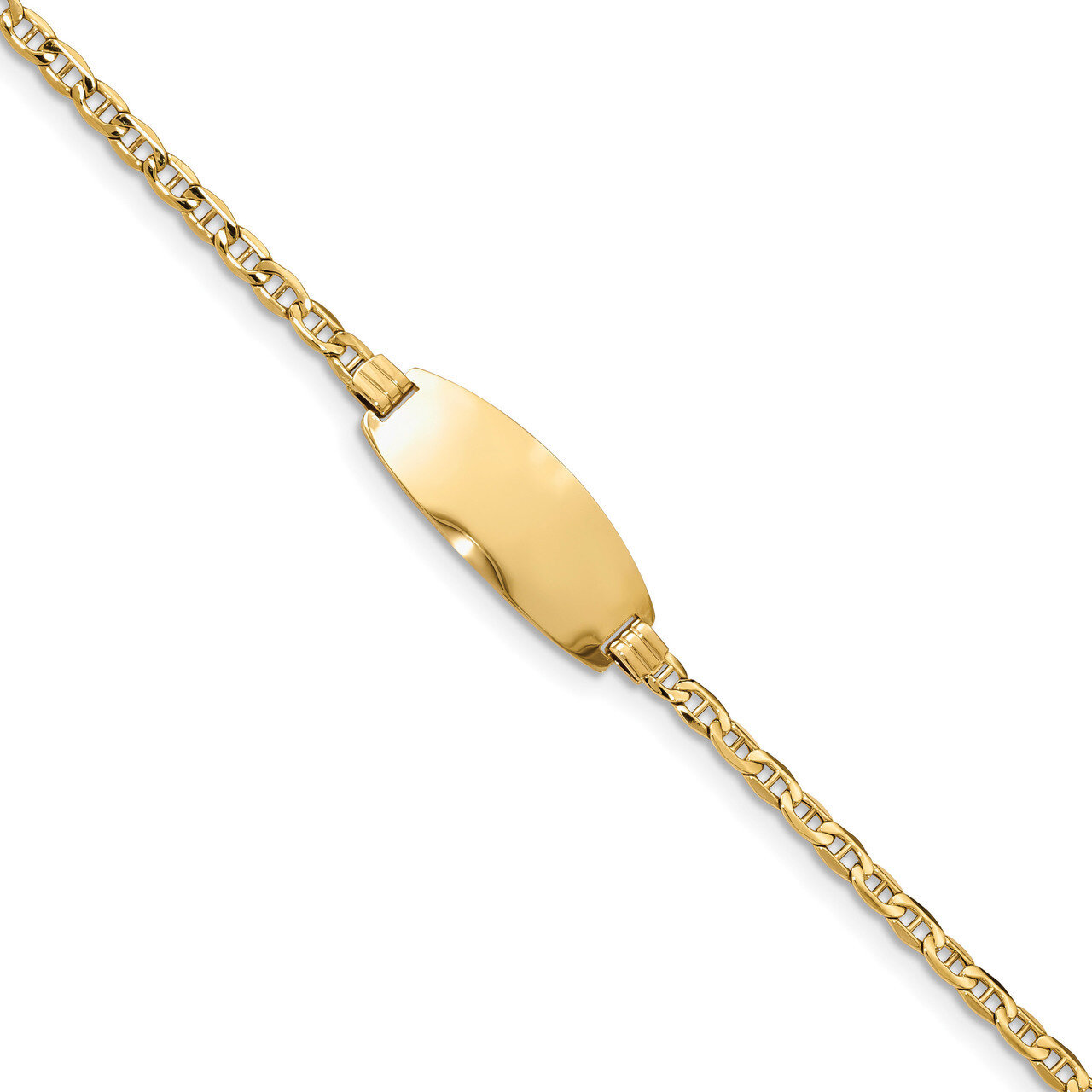 8 Inch Oval ID Semi-Solid Anchor Bracelet 14k Gold DCID148-8, MPN: DCID148-8, 883957314334