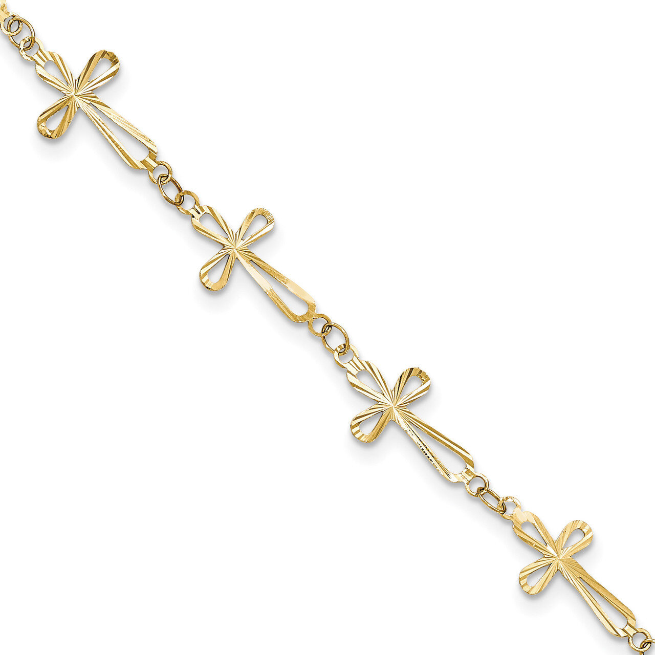 7.5 Inch Diamond Cut Open Cross Bracelet 14k Gold FB1457-7.5, MPN: FB1457-7.5, 191101366581