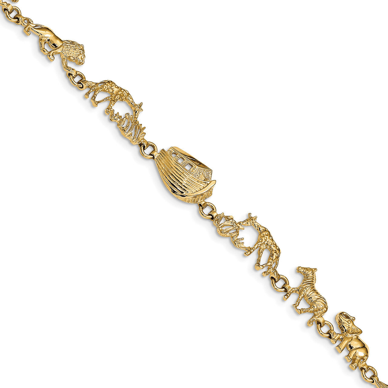 7 Inch Textured Noah's Art 7 inch Bracelet 14k Gold Polished FB1504-7