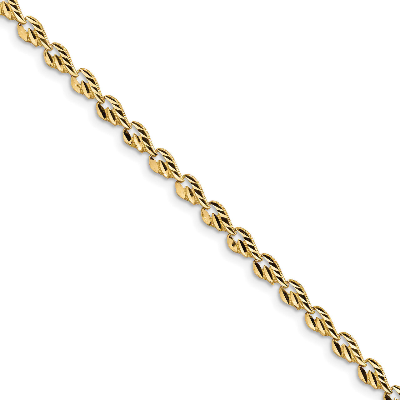 7 Inch Diamond -cut Leaf 7 inch Bracelet 14k Gold Polished FB1510-7, MPN: FB1510-7, 883957831770