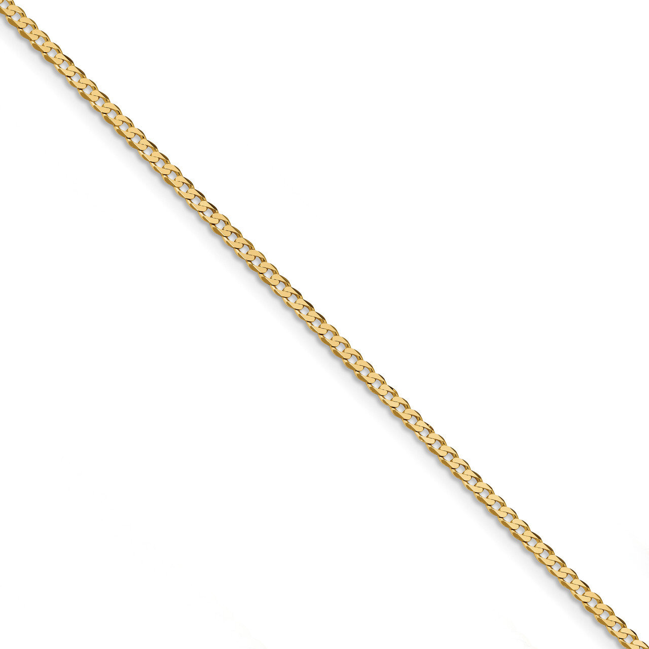 10 Inch 2.3mm Beveled Curb Chain 14k Gold FBU070-10