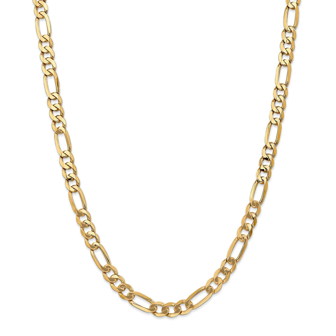 26 Inch 7mm Flat Figaro Chain 14k Gold FFL180-26, MPN: FFL180-26, 191101979859
