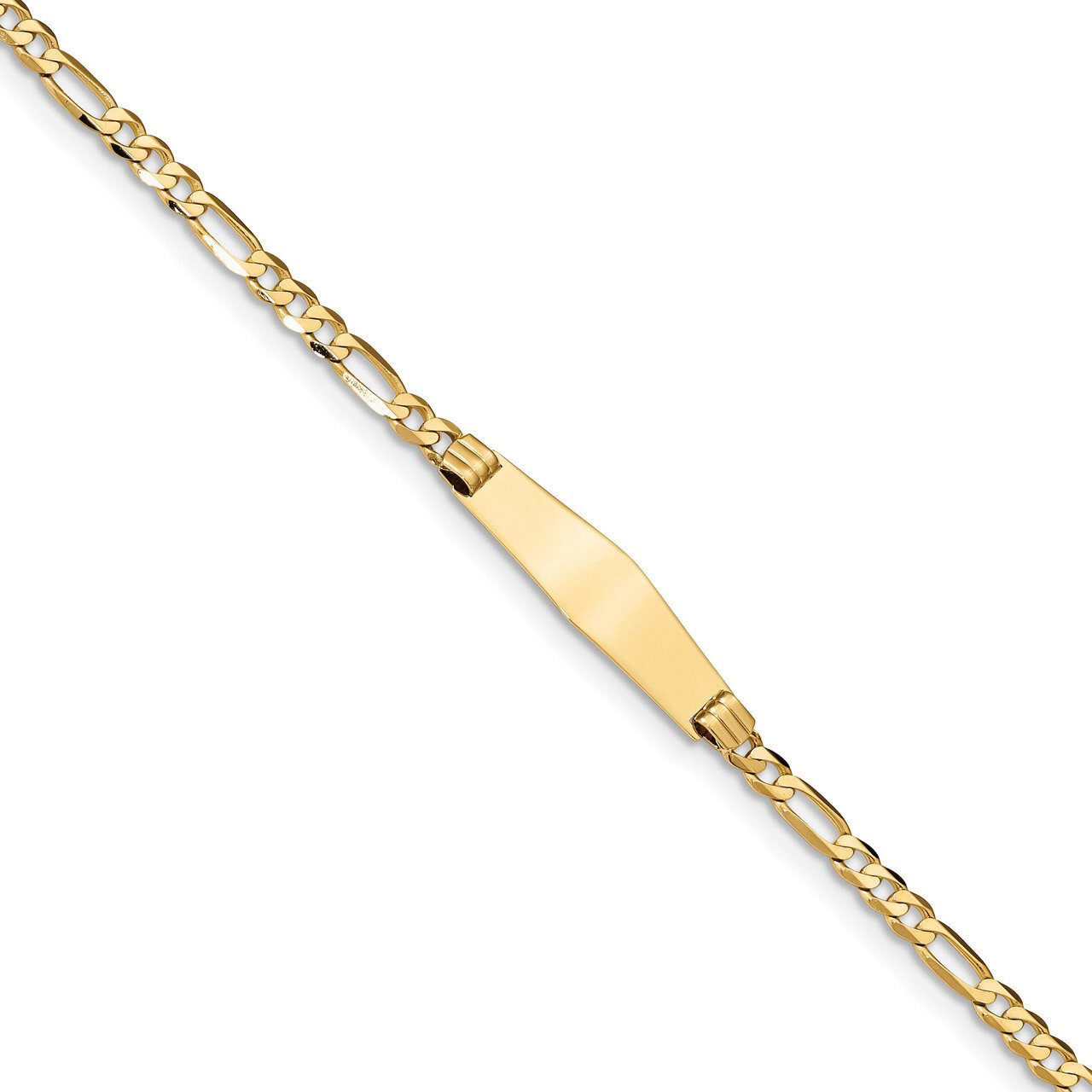 8 Inch Figaro Soft Diamond Shape ID Bracelet 14k Gold FG100IDC-8, MPN: FG100IDC-8, 883957314495