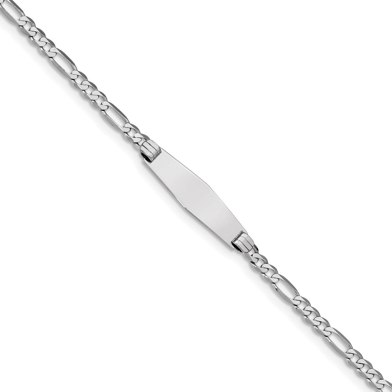 8 Inch Figaro Link Soft Diamond Shape ID Bracelet 14k white Gold FG100IDCW-8