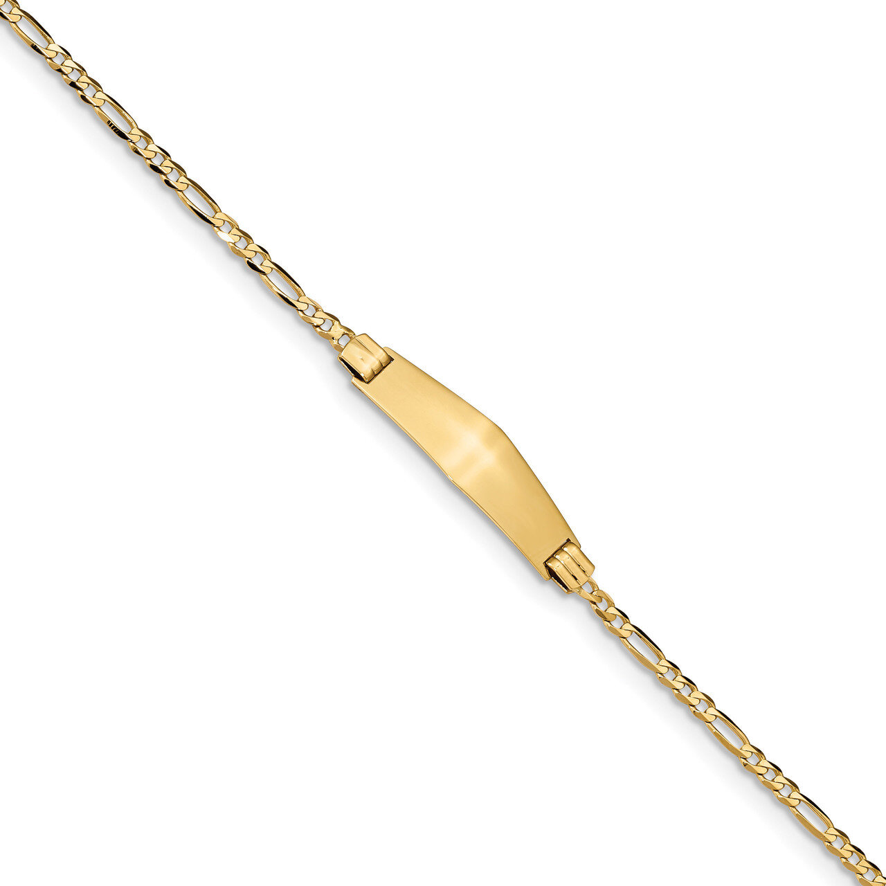 8 Inch Figaro Soft Diamond Shape ID Bracelet 14k Gold FG80IDC-8, MPN: FG80IDC-8, 883957581095