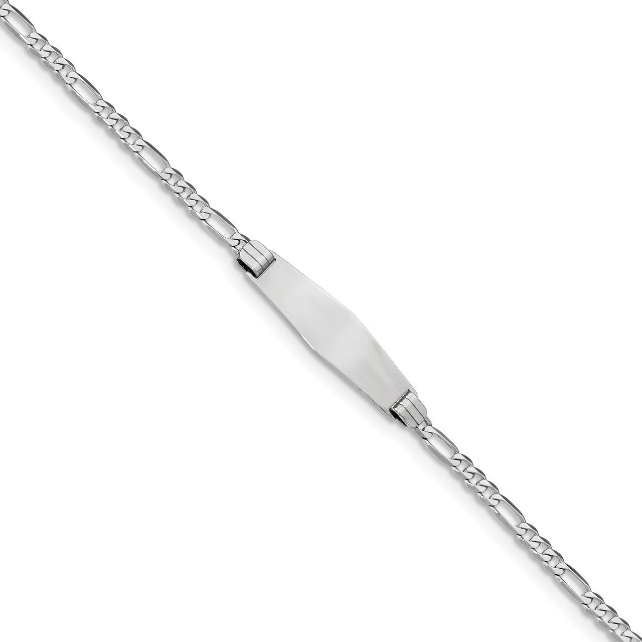 8 Inch Figaro Link Soft Diamond Shape ID Bracelet 14k white Gold FG80IDCW-8, MPN: FG80IDCW-8, 88395…