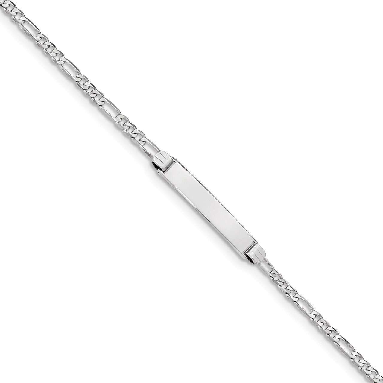 7 Inch Figaro Link ID Bracelet 14k white Gold FG80IDW-7, MPN: FG80IDW-7, 883957920474