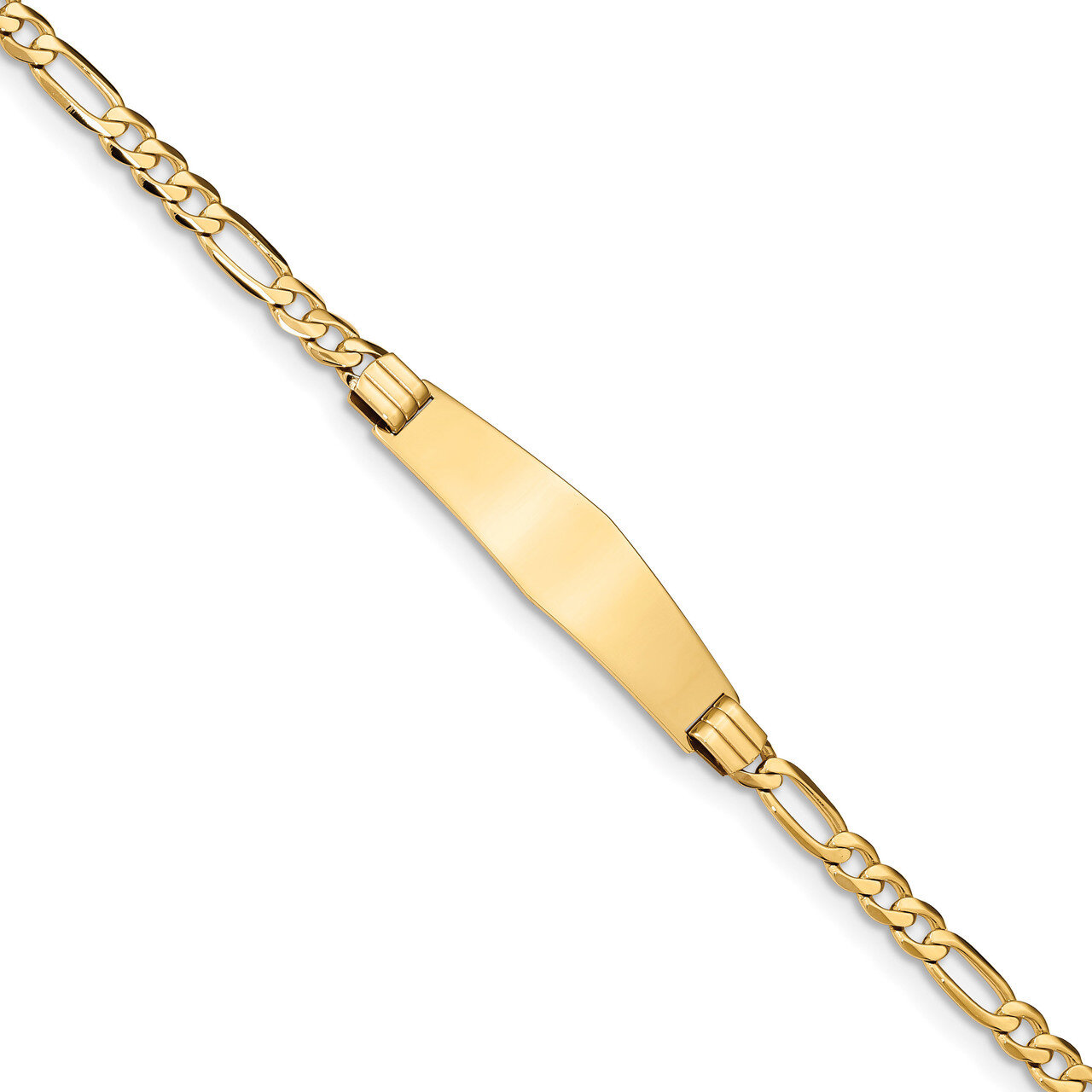 8 Inch Figaro Soft Diamond Shape ID Bracelet 14k Gold FIG110IDC-8, MPN: FIG110IDC-8, 883957581132