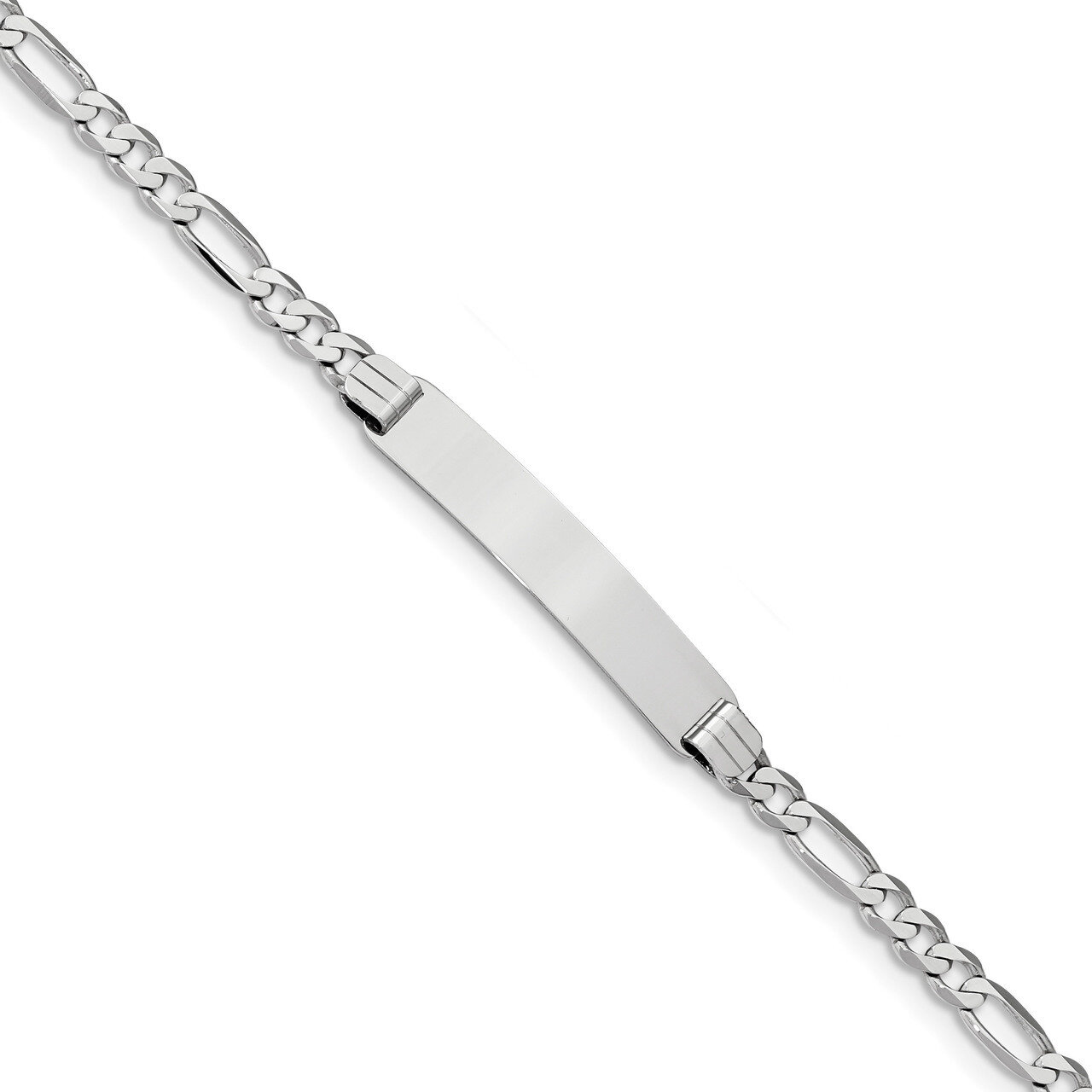 8 Inch Figaro Link ID Bracelet 14k white Gold FIG110IDW-8, MPN: FIG110IDW-8, 883957581156