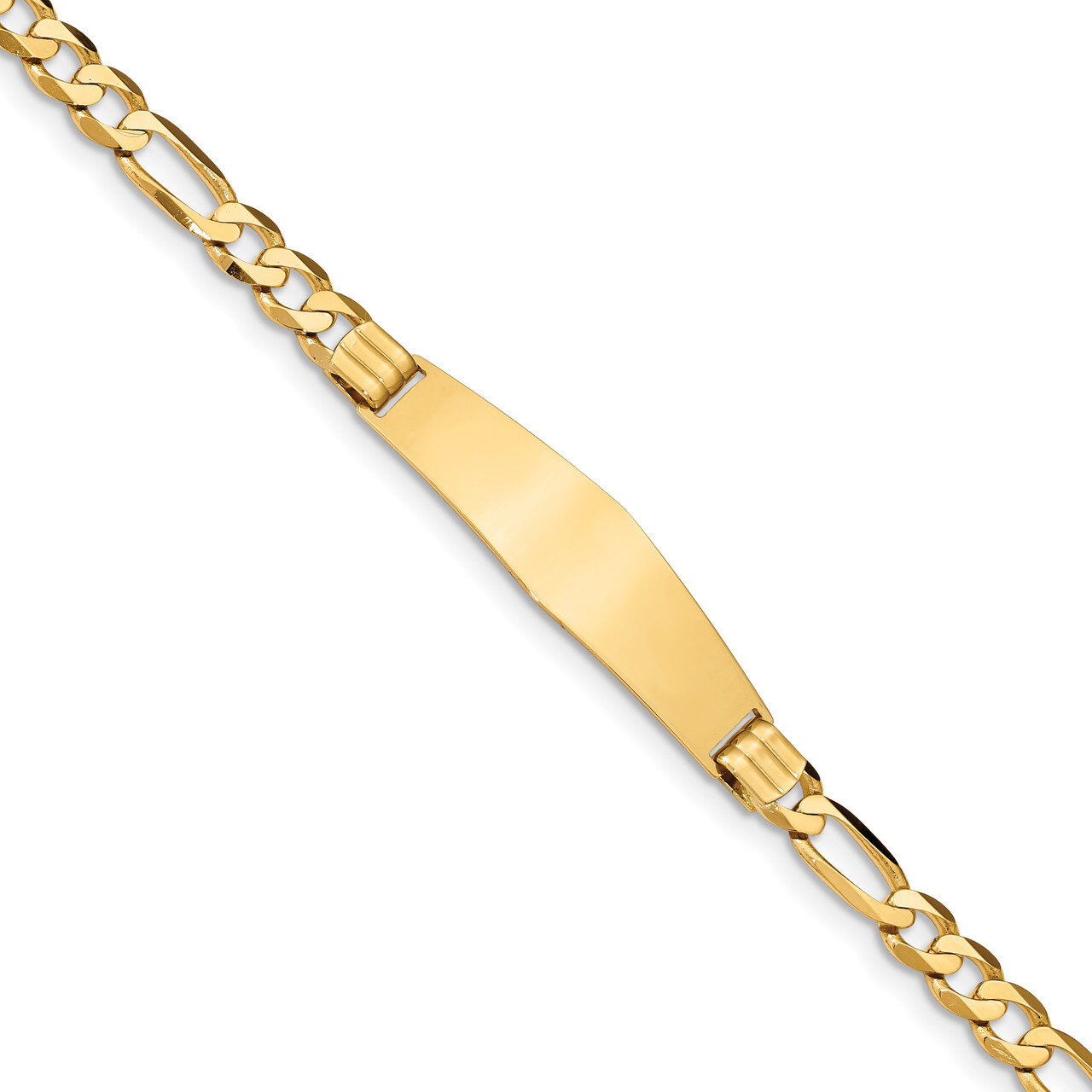 7 Inch Figaro Soft Diamond Shape ID Bracelet 14k Gold FIG160IDC-7