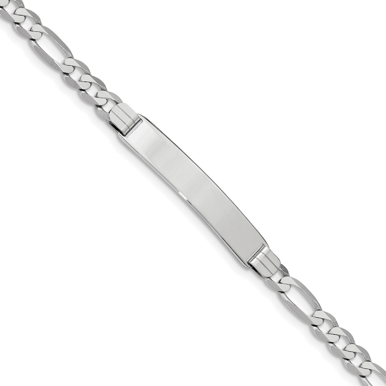 8 Inch Figaro Link ID Bracelet 14k white Gold FIG160IDW-8