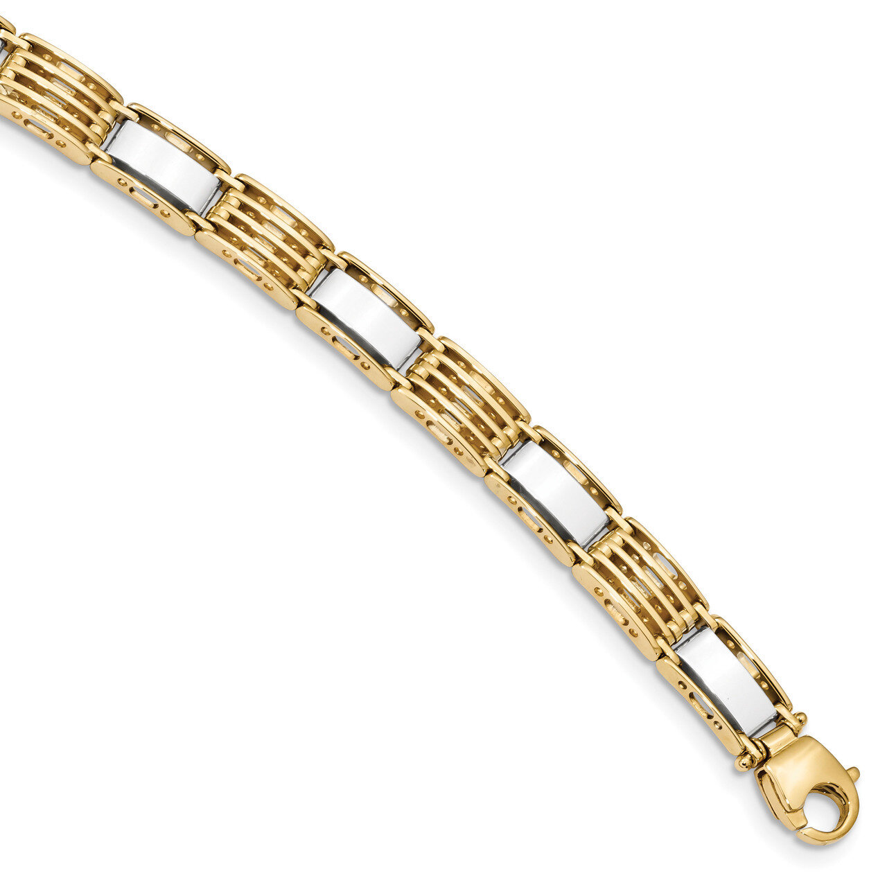 8.5 Inch High Polished Mens Link Bracelet 14k Two-Tone Gold GB246-8.5, MPN: GB246-8.5, 886774020853