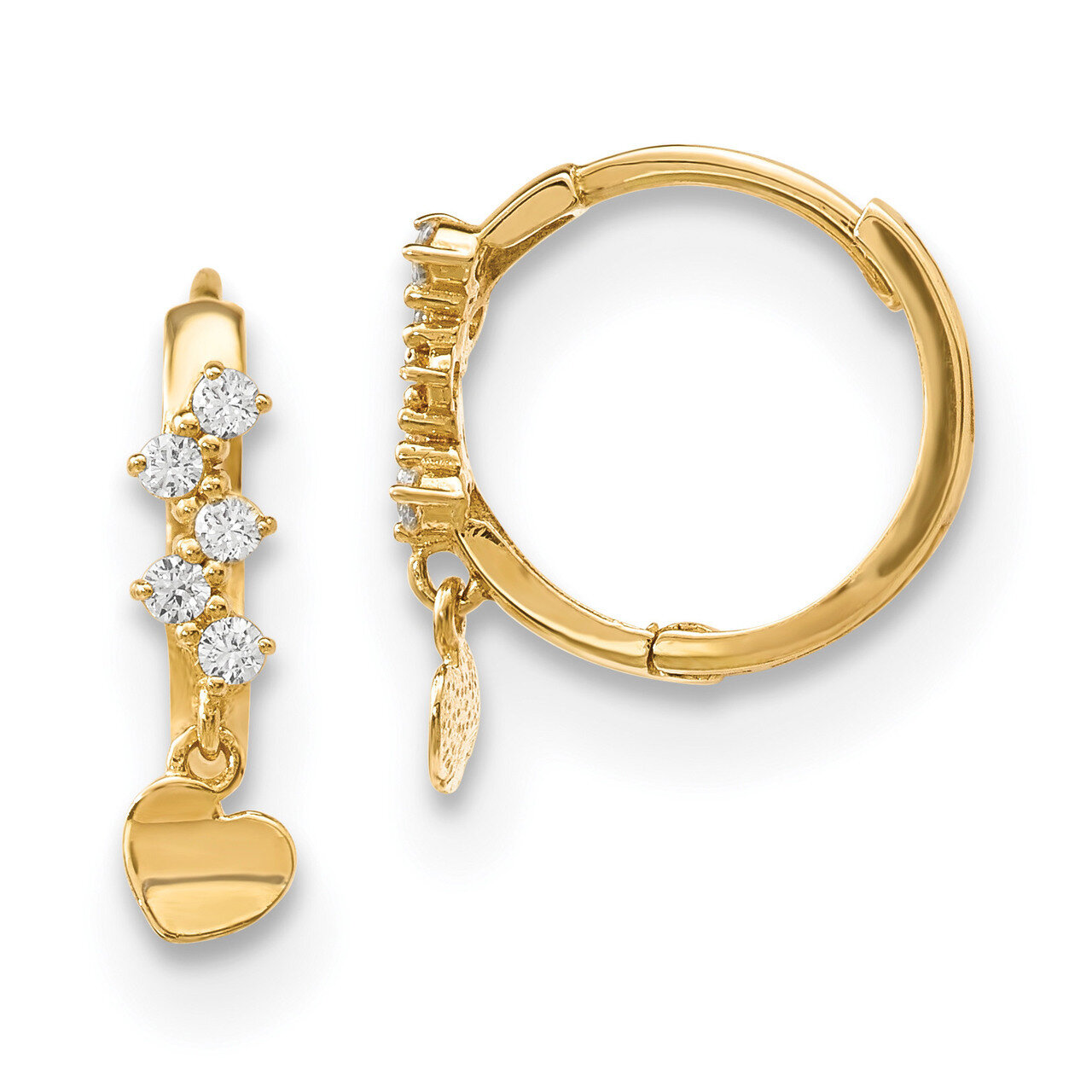 Madi K CZ Diamond Heart Dangle Hinged Hoop Earrings 14k Gold GK903, MPN: GK903, 883957935881