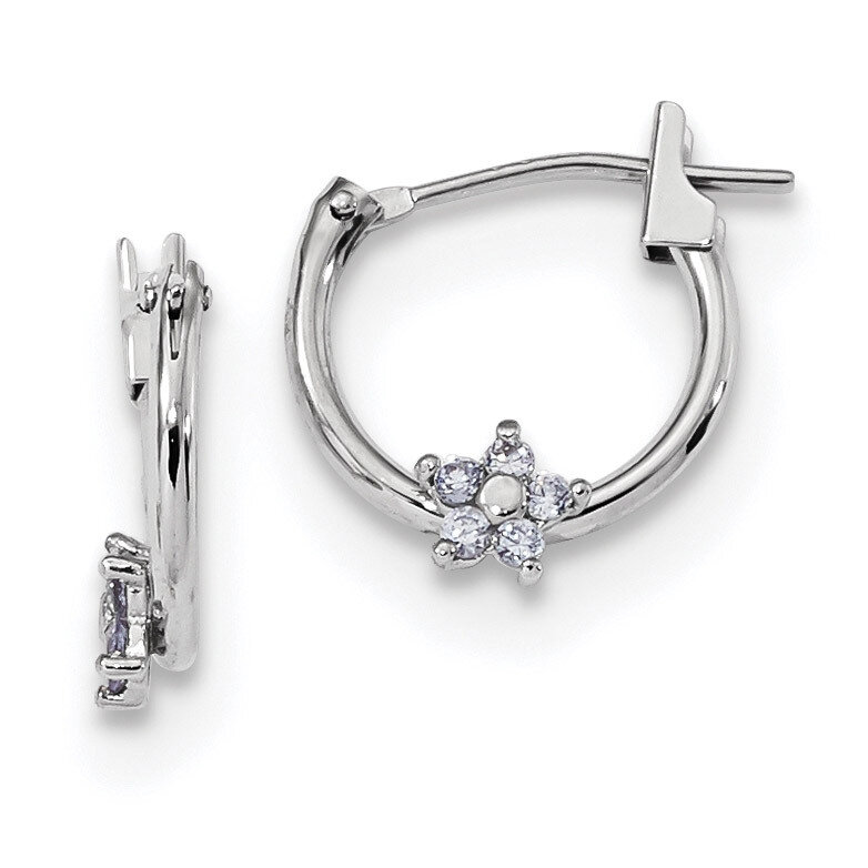 Madi K Polished CZ Diamond Star Hoops Earrings 14k white Gold GK925, MPN: GK925, 883957833491