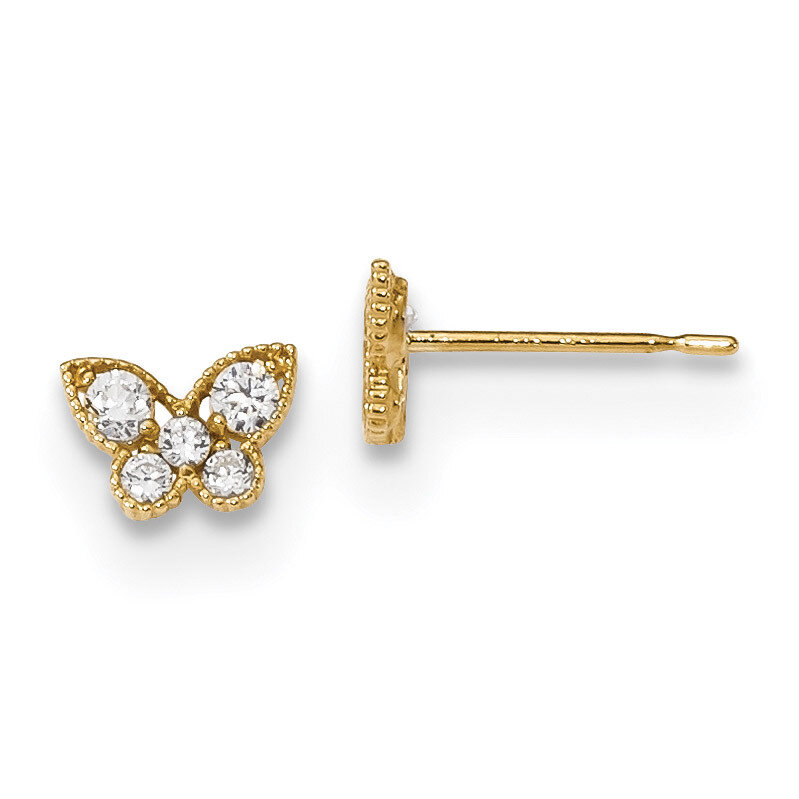 Madi K Kids CZ Diamond Butterfly Post Earrings 14k Gold GK944, MPN: GK944, 883957242491