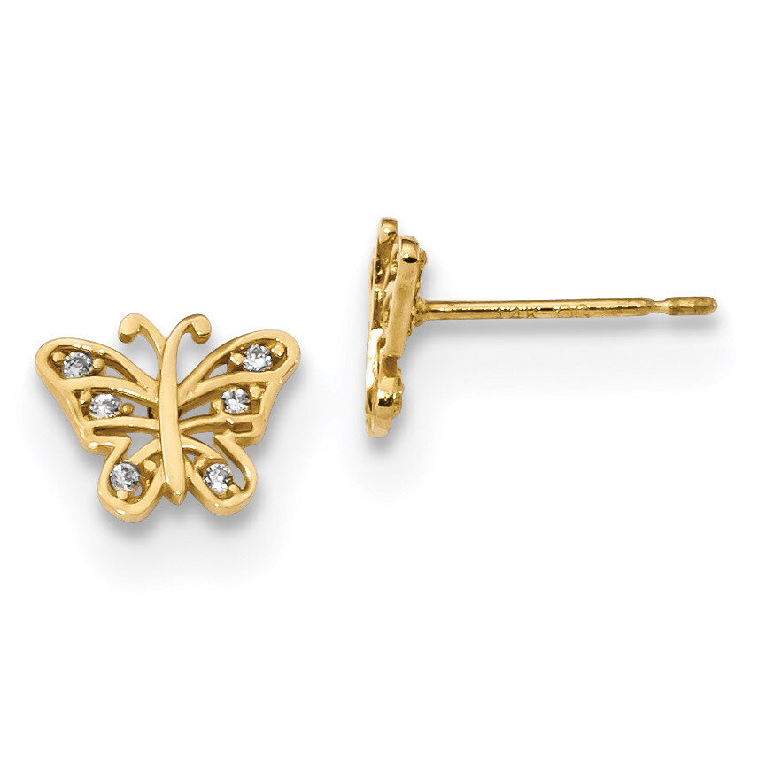 Madi K Kids CZ Diamond Butterfly Post Earrings 14k Gold GK949, MPN: GK949, 883957935898