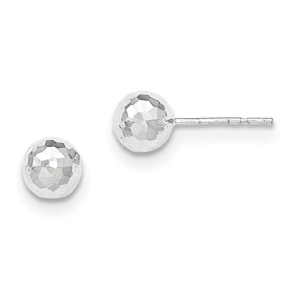 Polished Diamond Cut 7mm Ball Post Earrings 14k white Gold H1015, MPN: H1015, 191101010163
