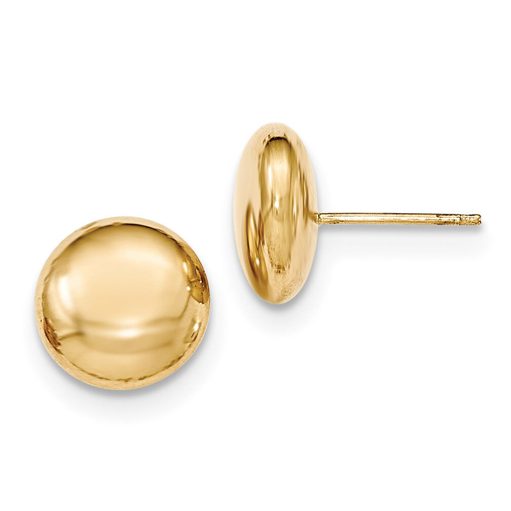 12mm Button Post Earrings 14k Gold Polished H1028, MPN: H1028, 658226130287