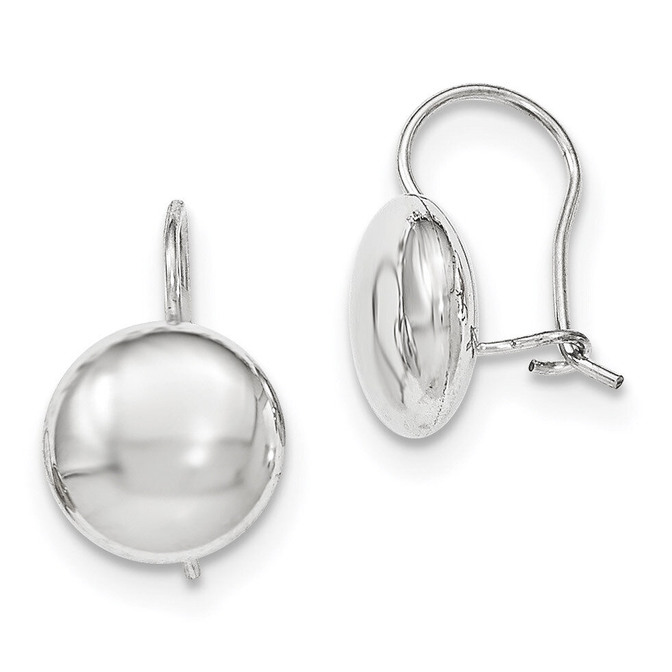 12mm Button Kidney Wire Earrings 14k White Gold Polished H1038