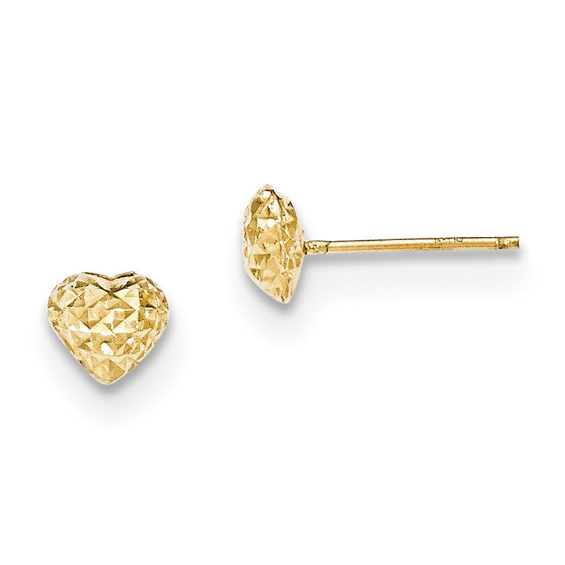 Diamond Cut Puffed Heart Post Earrings 14k Gold H1066, MPN: H1066, 191101457036