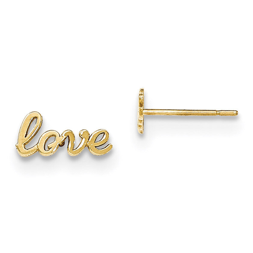 Love Post Earrings 14k Gold Polished H1081