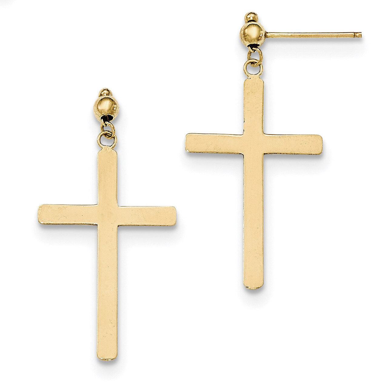 Cross Dangle Post Earrings 14k Gold H1086, MPN: H1086, 886774750569