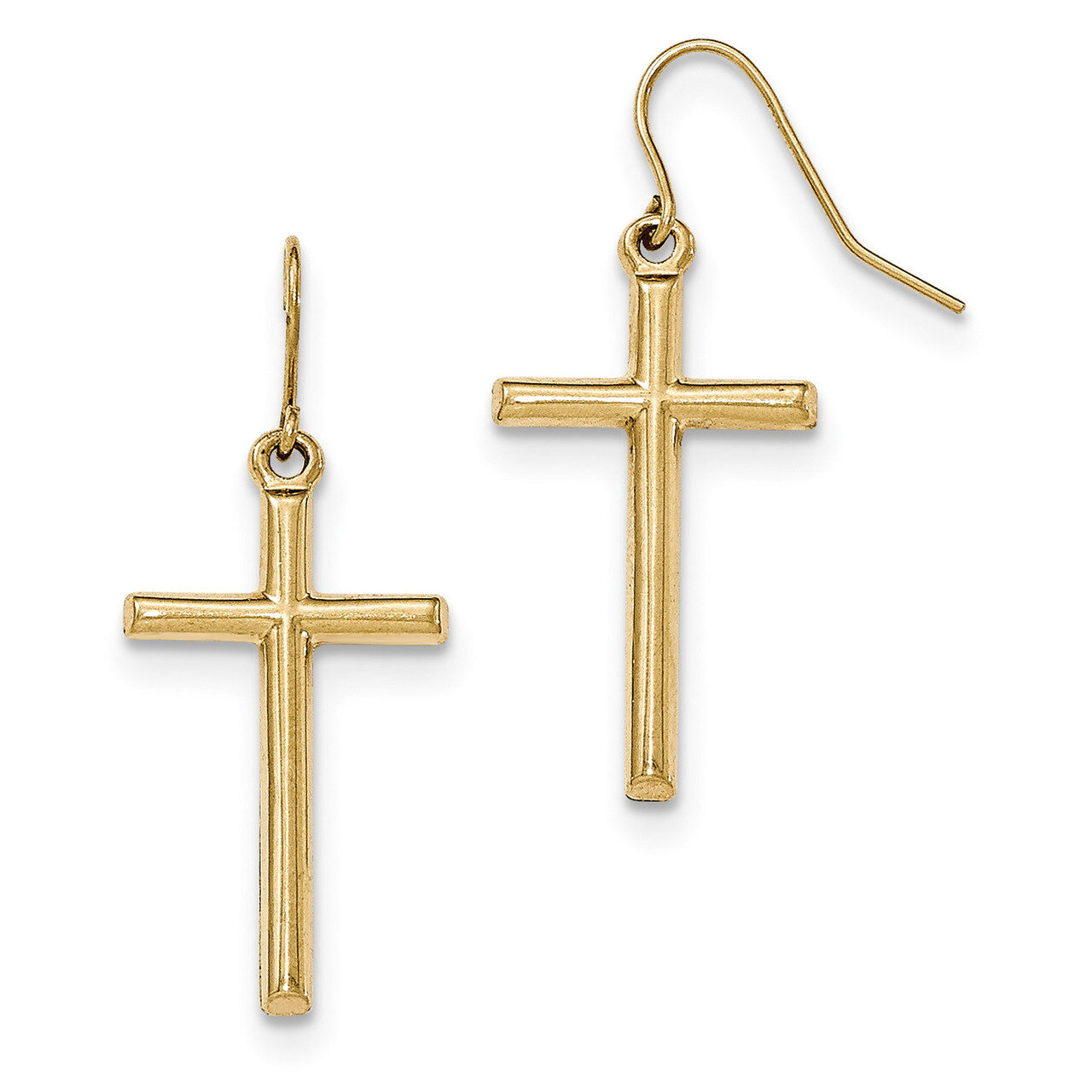 Cross Shepherd Hook Dangle Earrings 14k Gold H1087, MPN: H1087, 886774750583