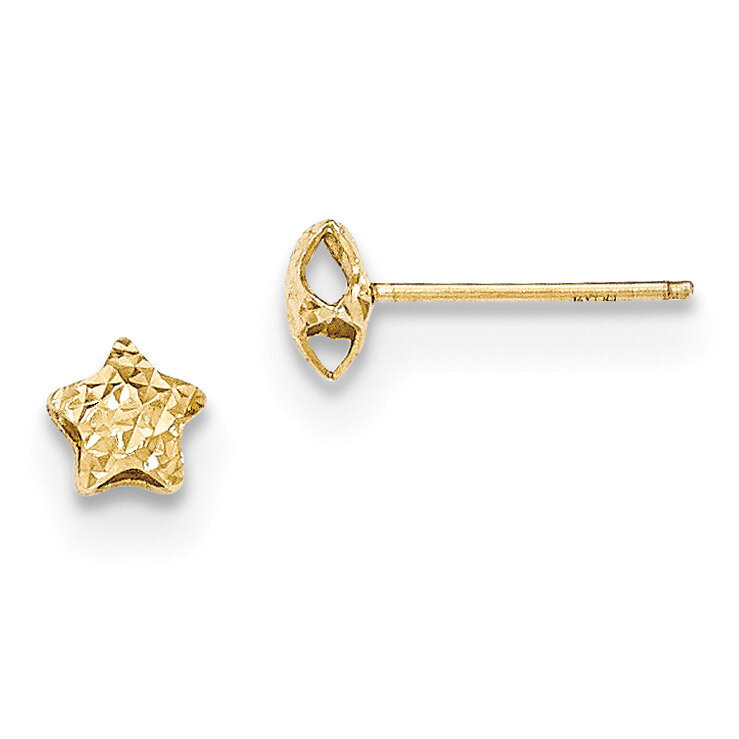 Diamond Cut Puffed Star Post Earrings 14k Gold H1092
