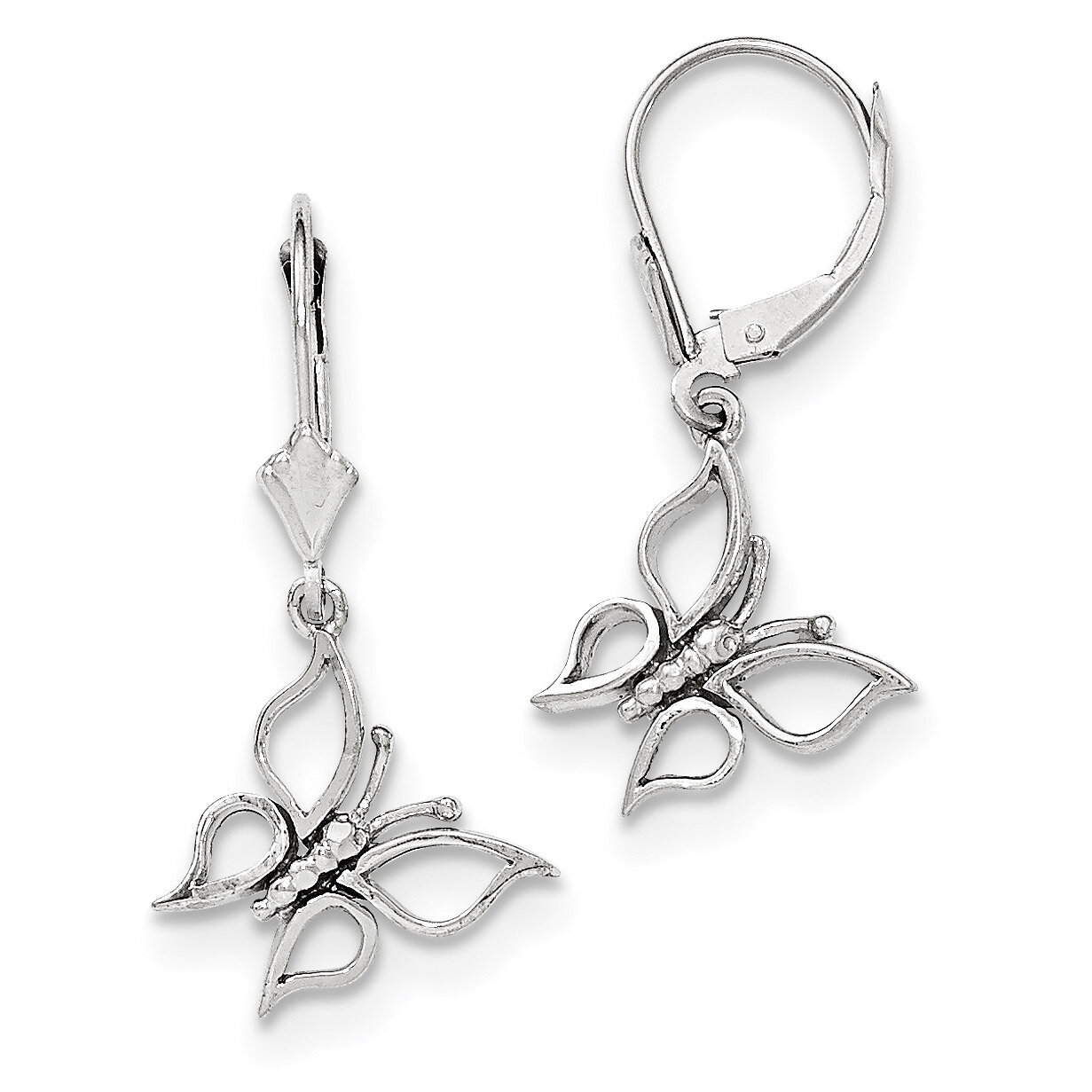 Polished Butterfly Leverback Earrings 14k white Gold H1106, MPN: H1106, 886774761435