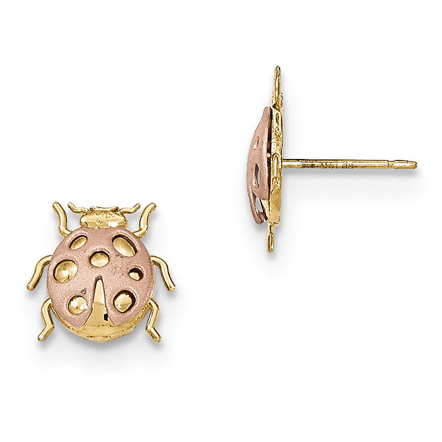 Ladybug Post Earrings 14k Two-Tone Gold H1108