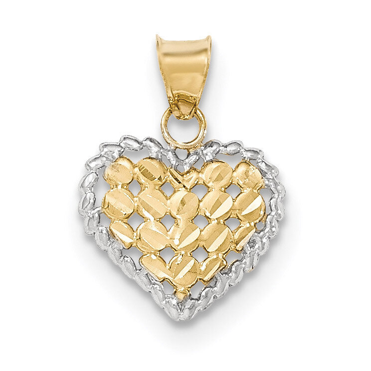 Diamond -cut Heart Pendant 14k &amp; Rhodium Polished K5144, MPN: K5144, 886774257464