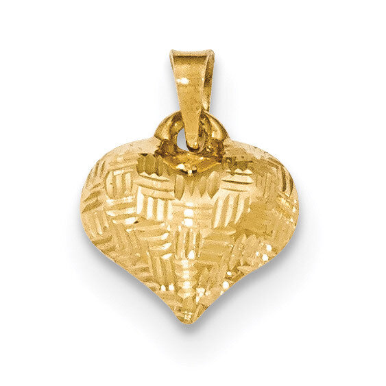 Puff Heart Pendant 14k Gold Textured K5145, MPN: K5145, 886774256641