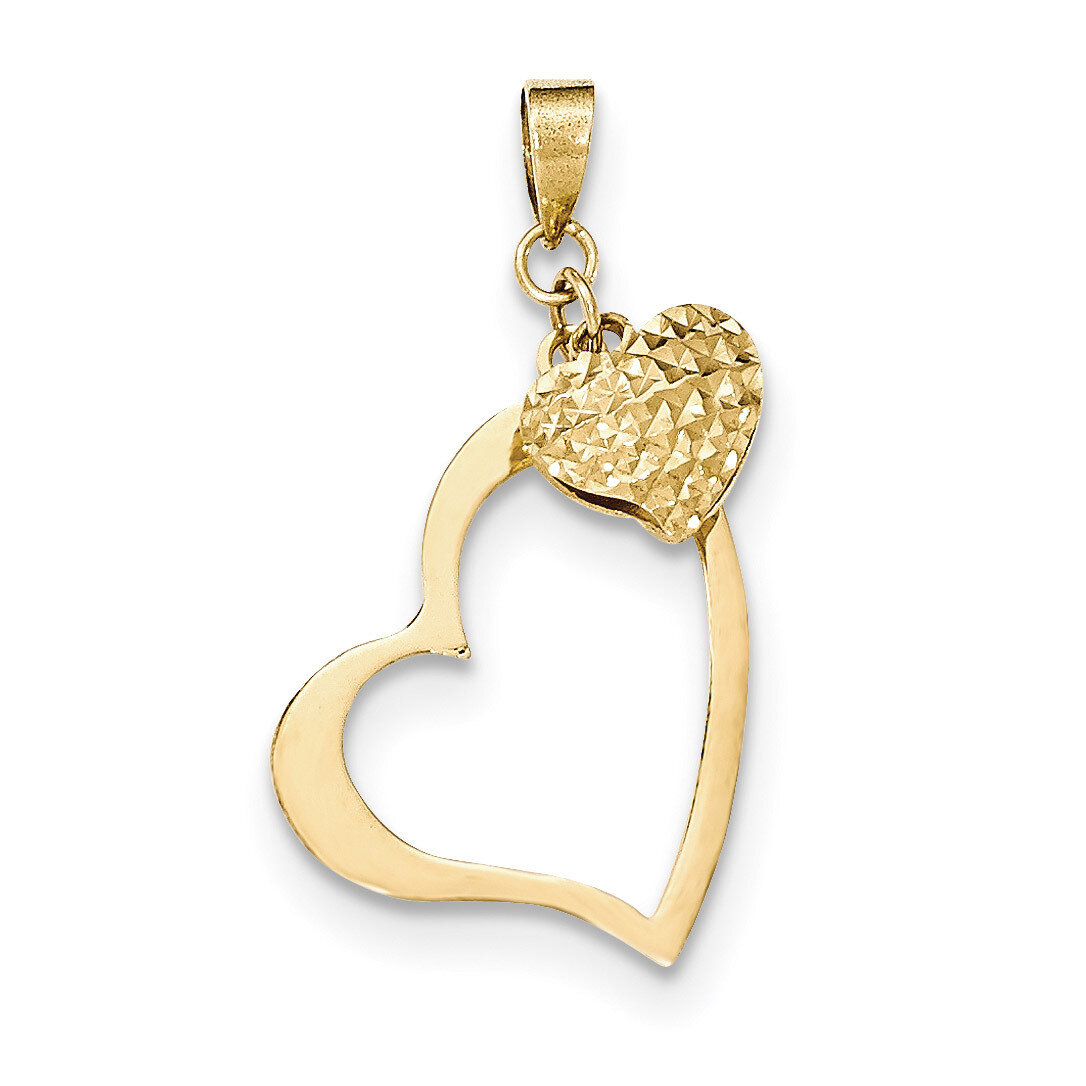 Open Heart &amp; Puffed Heart Pendant 14k Gold K5152, MPN: K5152, 886774256696