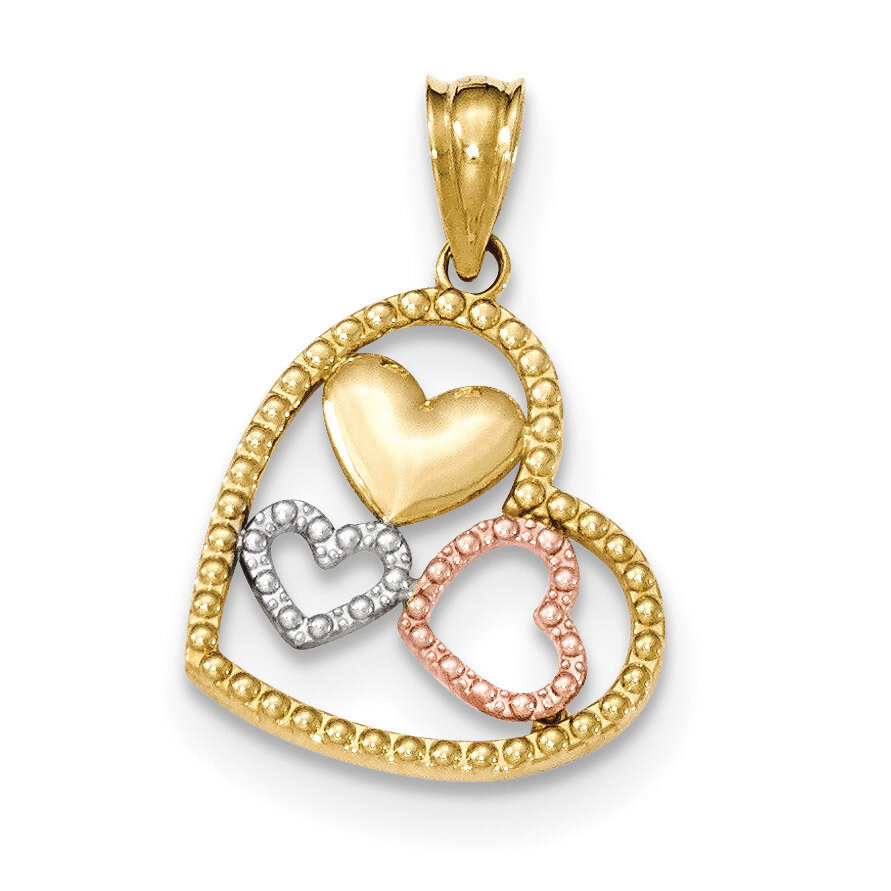 Polished Textured Heart Pendant 14k Two-Tone Gold K5156, MPN: K5156, 886774256702