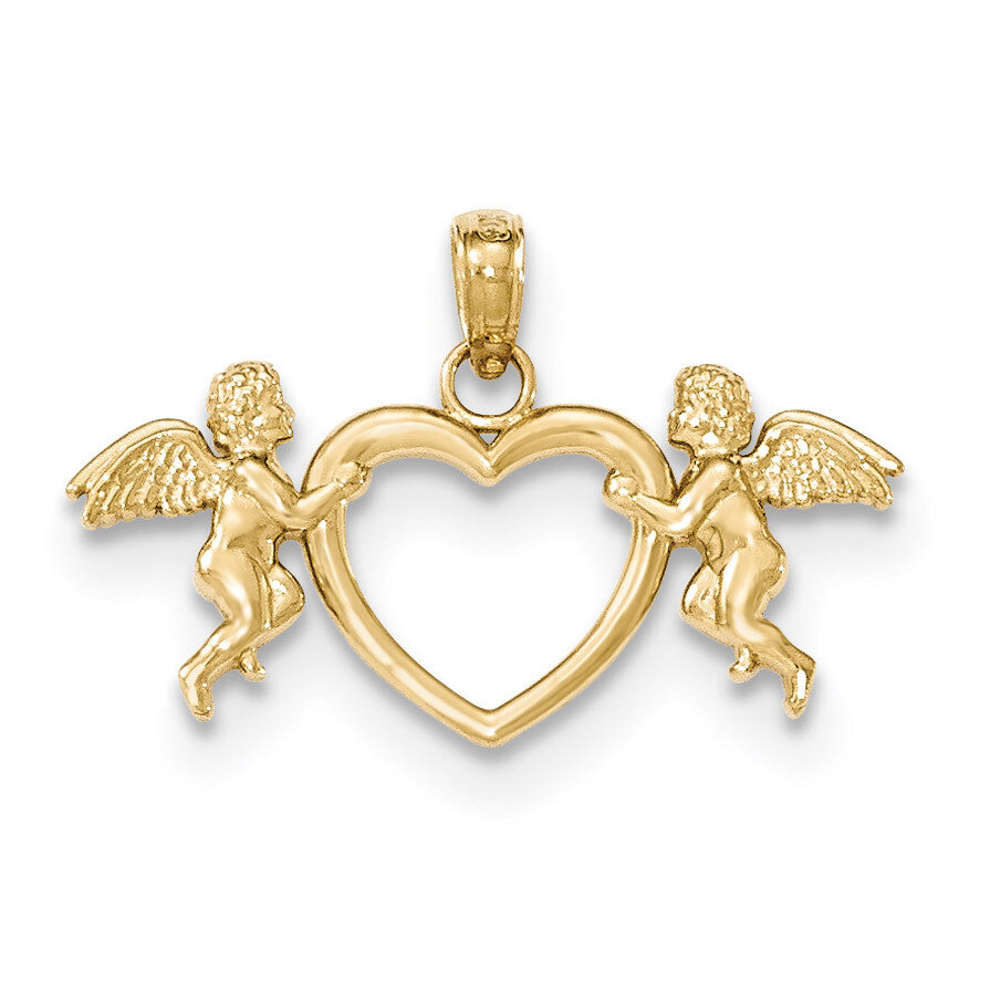 Flying Cherubs Holding Heart Pendant 14k Gold K5163, MPN: K5163, 637218164370