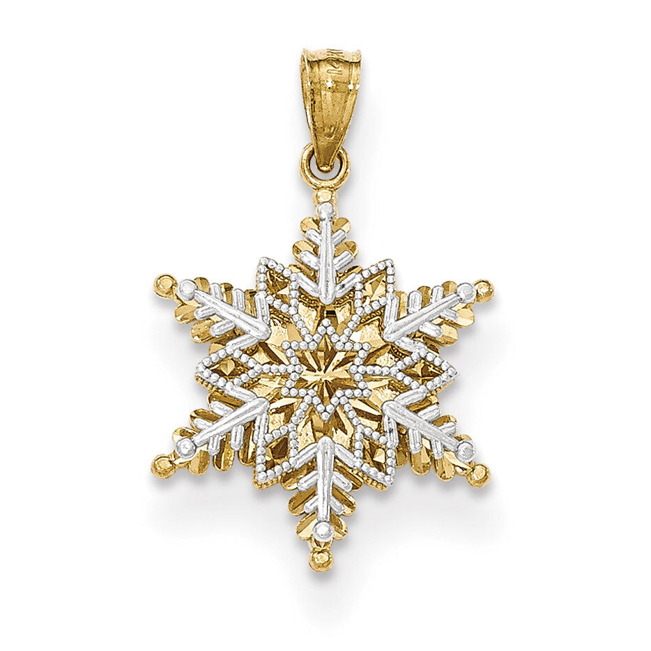 Polished &amp; Textured 2 Level Snowflake Pendant 14k Two-Tone Gold K5228, MPN: K5228, 886774617091