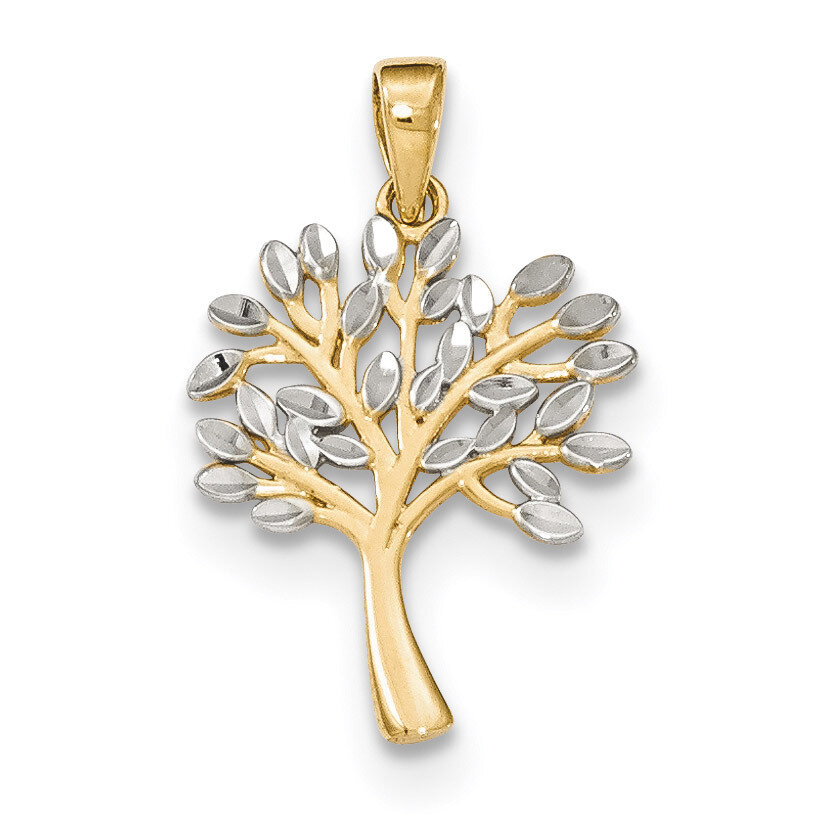 Diamond Cut Tree Pendant 14k Gold &amp; Rhodium K5275, MPN: K5275, 868044147873
