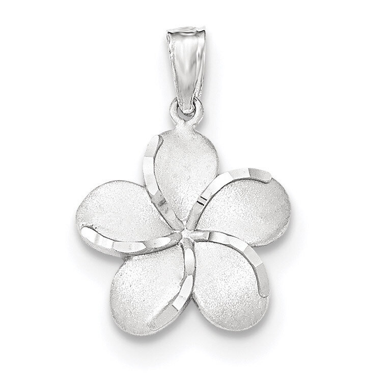 Satin Diamond -cut Plumeria Pendant 14k White Gold Polished K5315