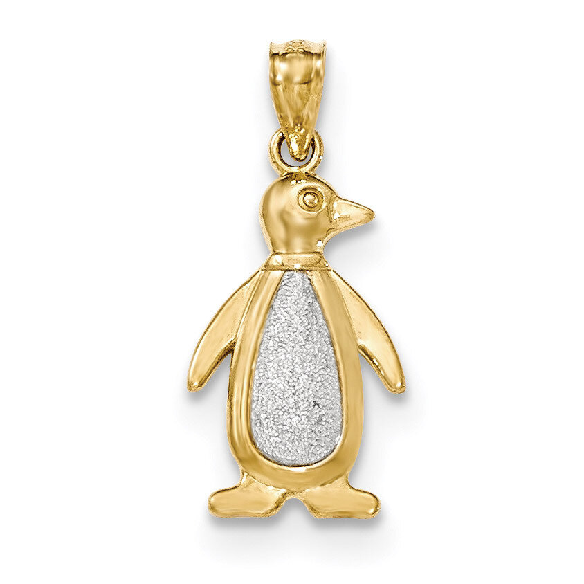 Polished & Textured Penguin Pendant 14k Two-tone Gold K5320