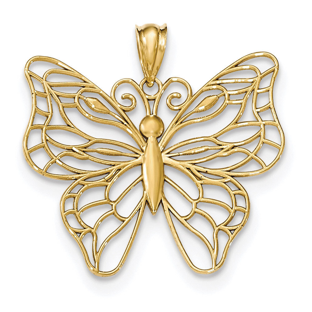 Large Butterfly Pendant 14k Gold Polished K5328
