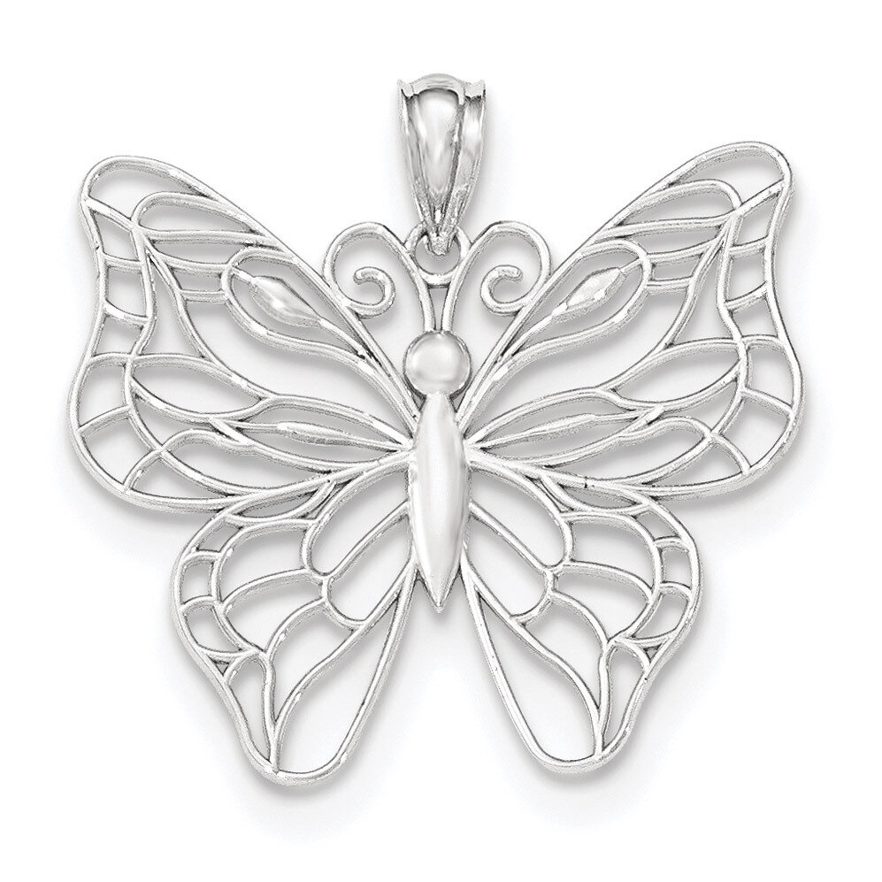 Polished Large Butterfly Pendant 14k white Gold K5329, MPN: K5329, 191101455674